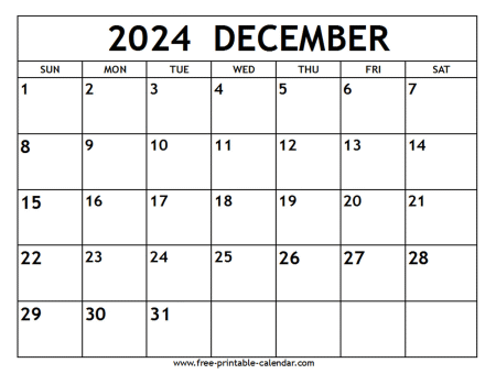 december 2024 calendar