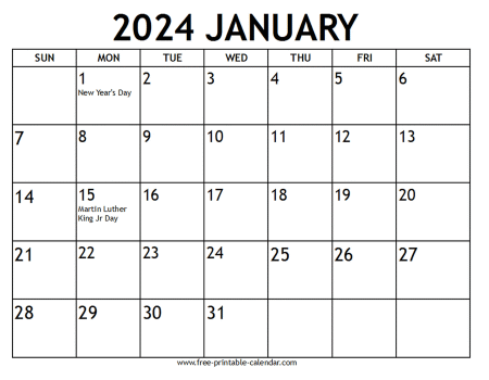 Printable January 2024 Calendar Templates with Holidays