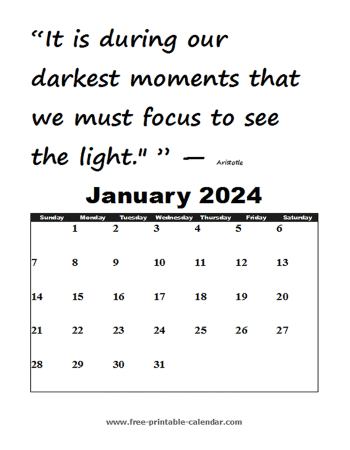 january calendar 2024