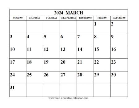 march 2024 calendar