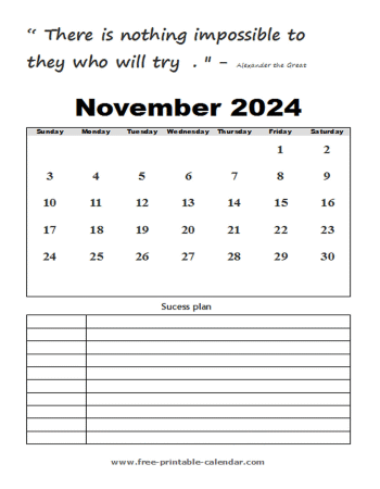 november calendar 2024 printable