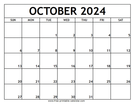 october 2024 printable calendar