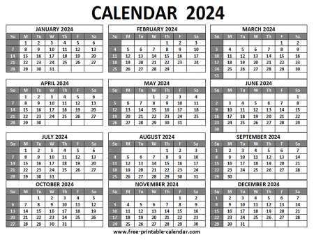 printable 2024 calendar