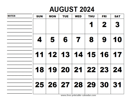 printable calendar august 2024