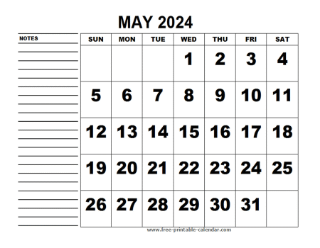 printable calendar may 2024