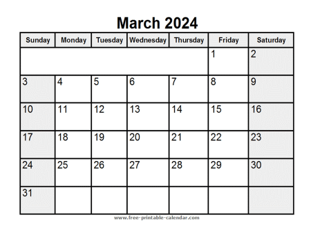 printable march 2024 calendar