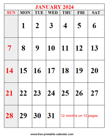 year 2024 calendar