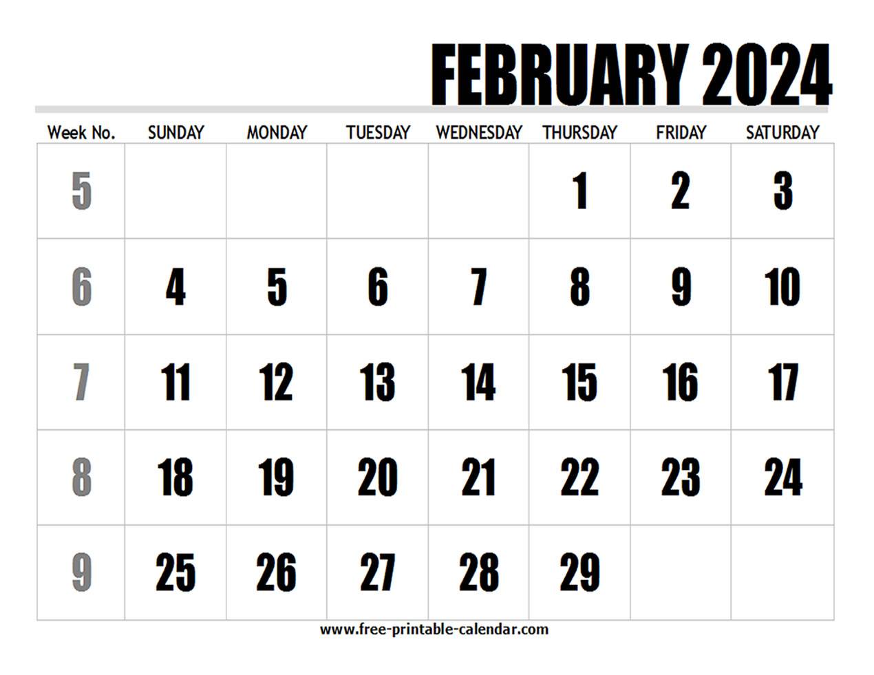 2024 calendar february