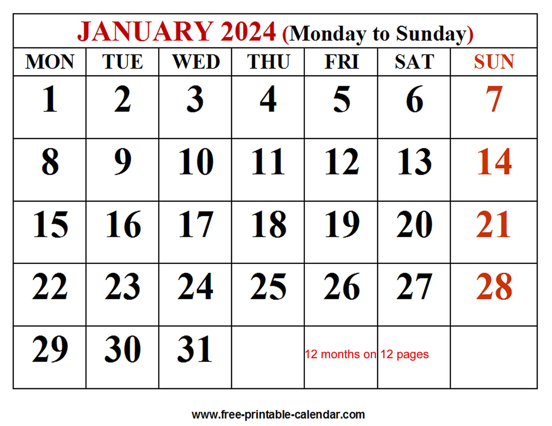 2024 Calendar Templates and Images