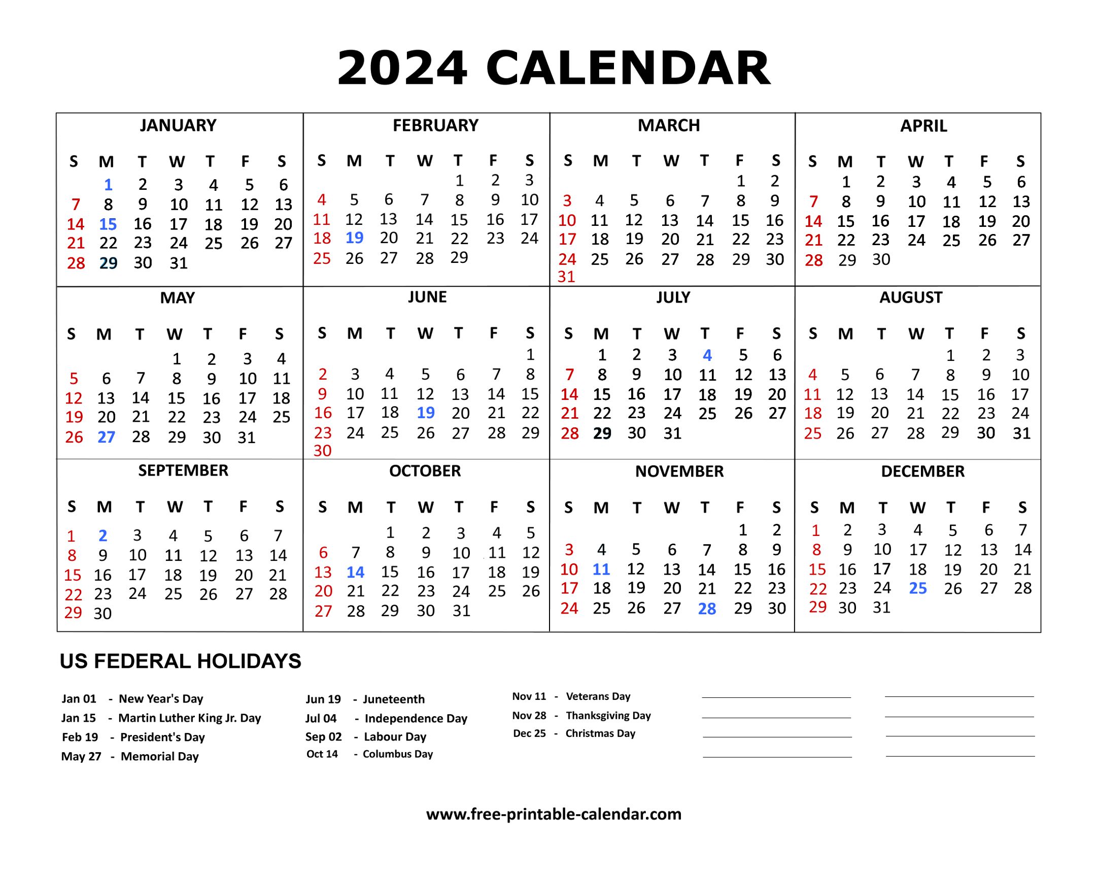 2024 calendar