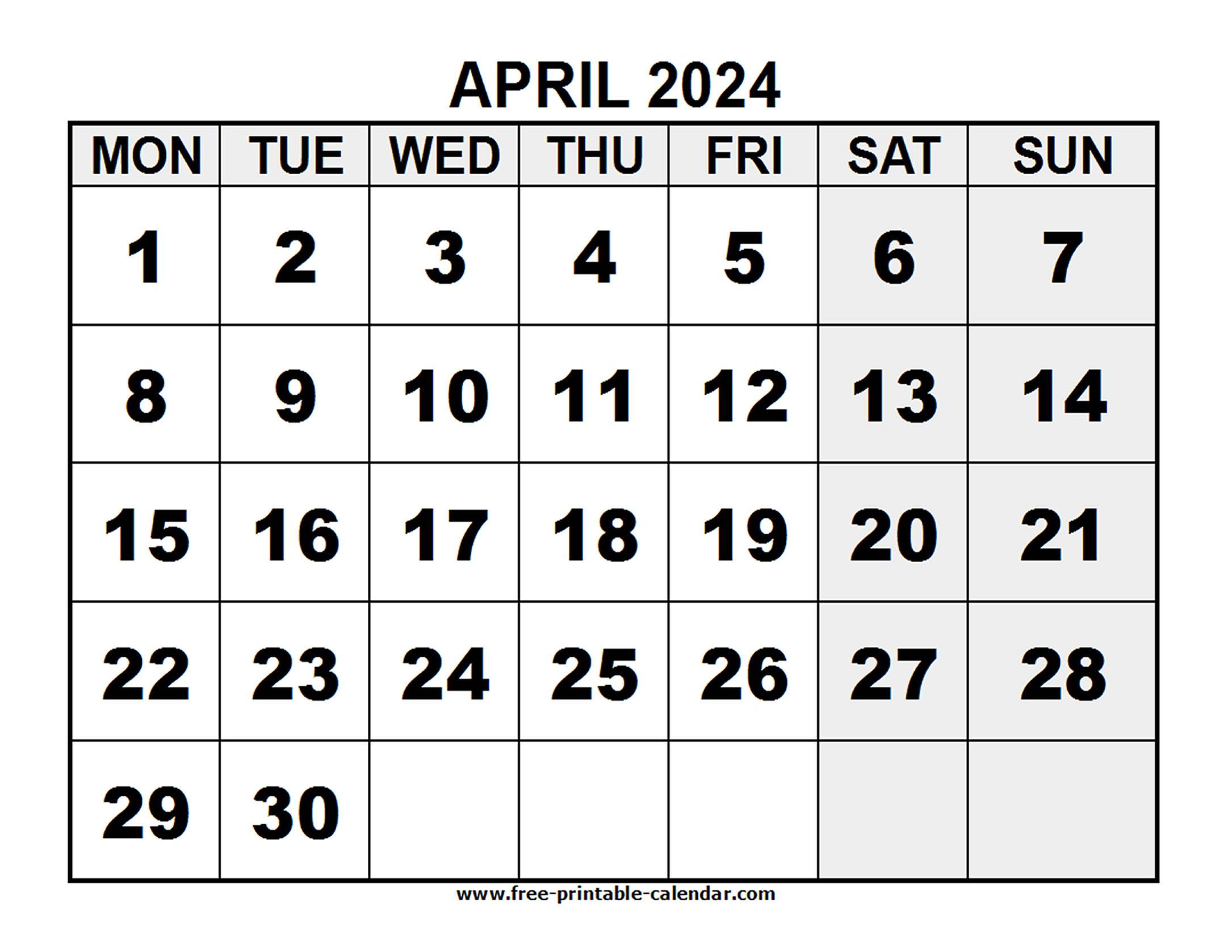 2024 April - Free-printable-calendar.com