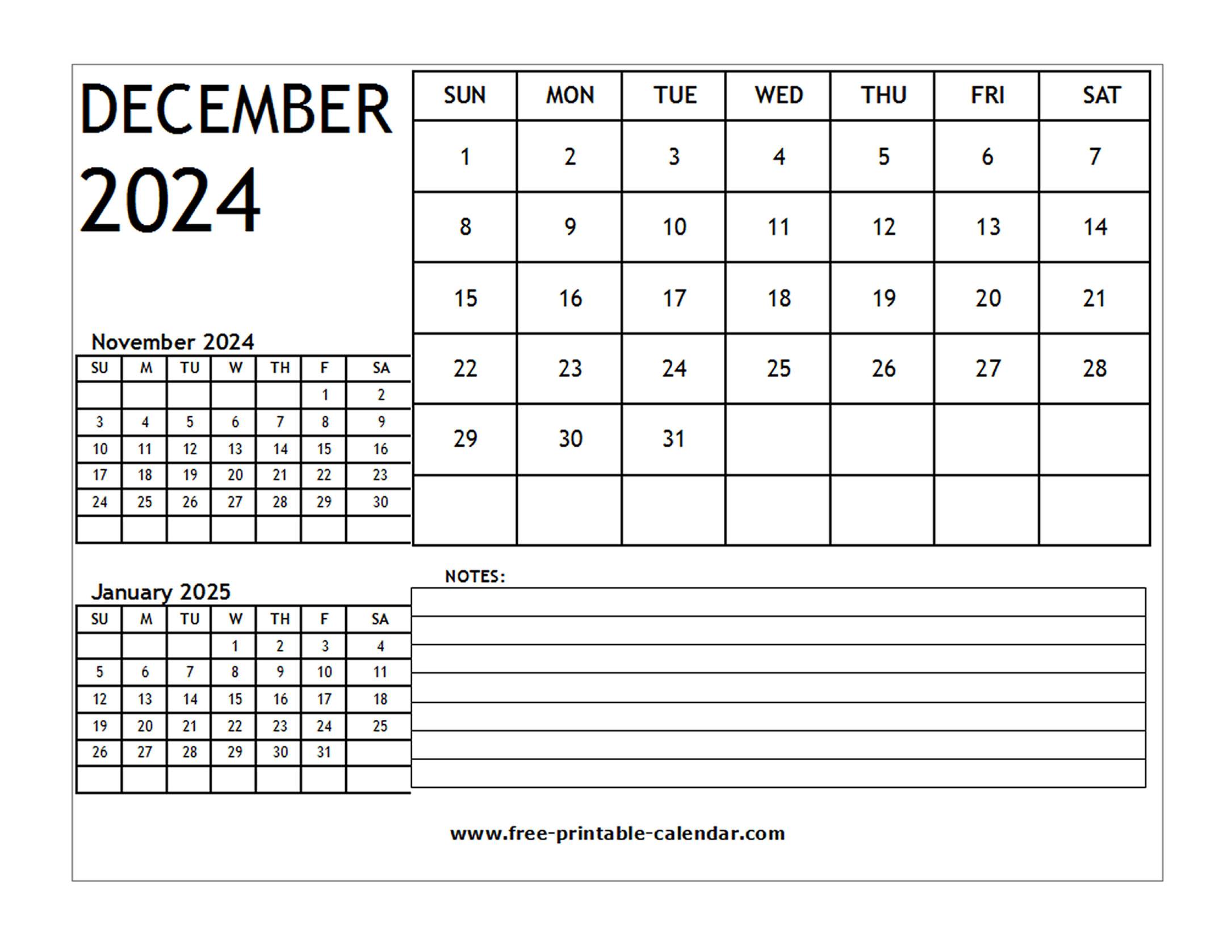 2024 calendar december