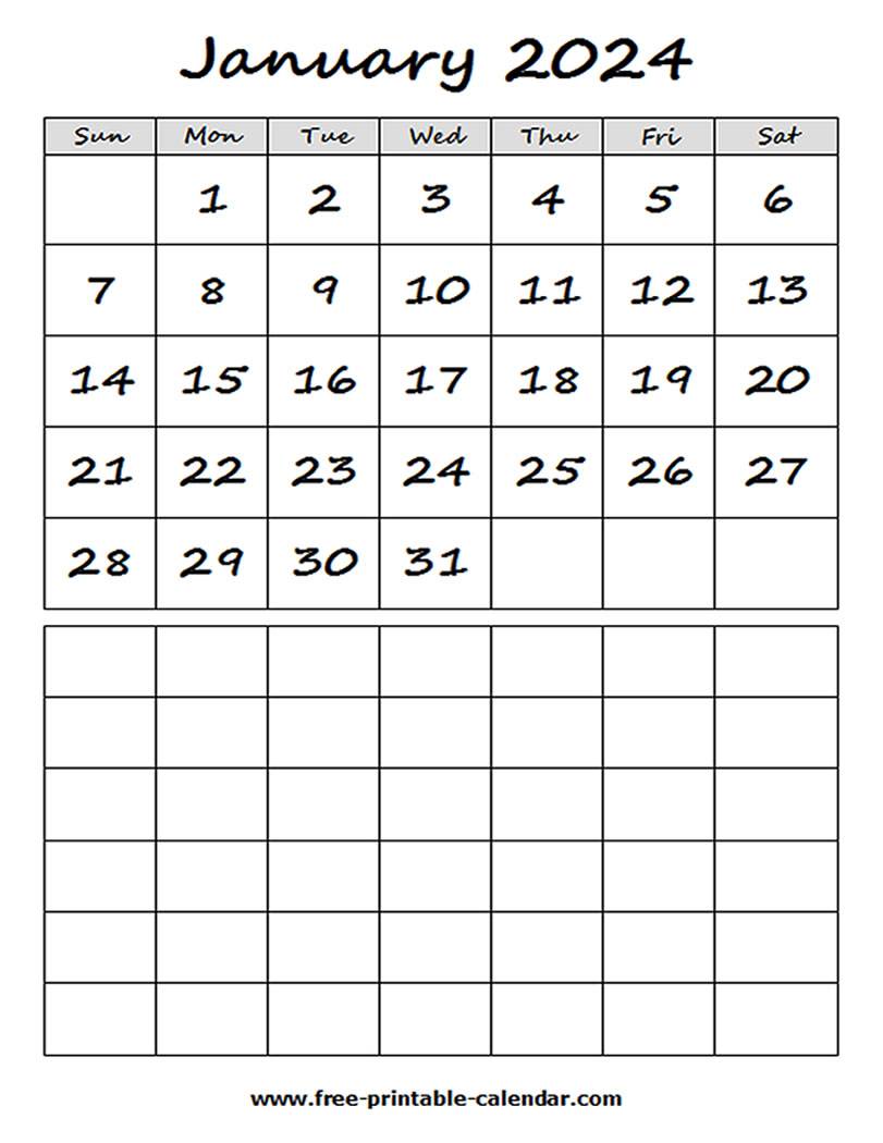 2024 january calendar