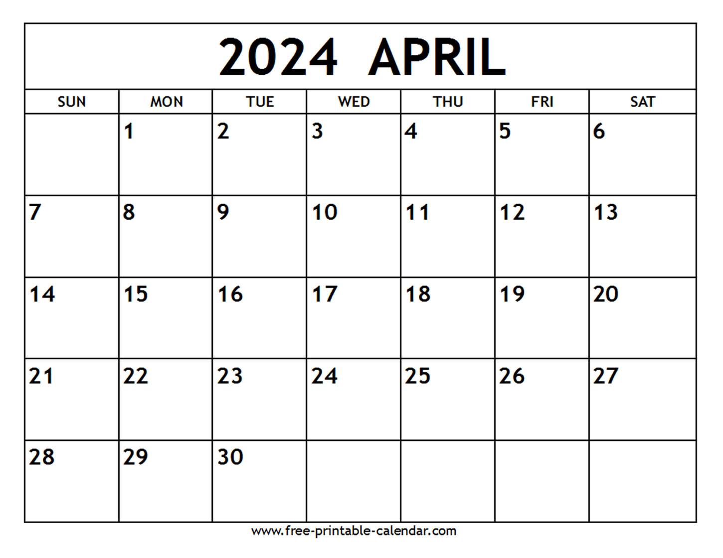 april 2024 calendar