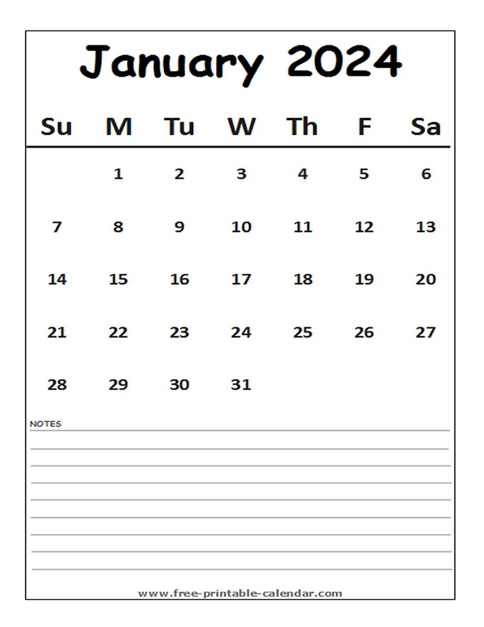 calendar 2024 january