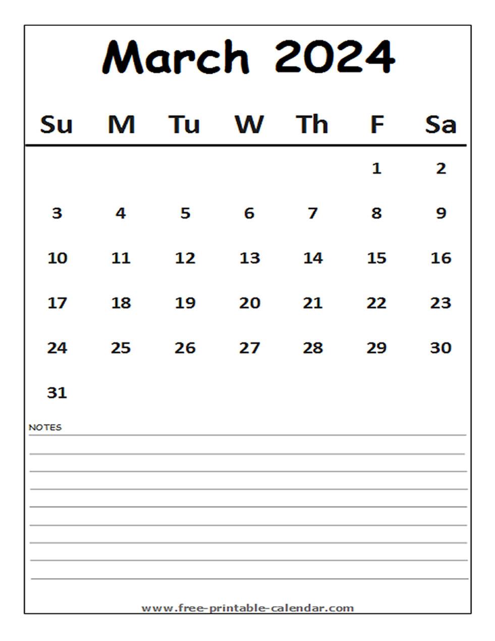 calendar 2024 march