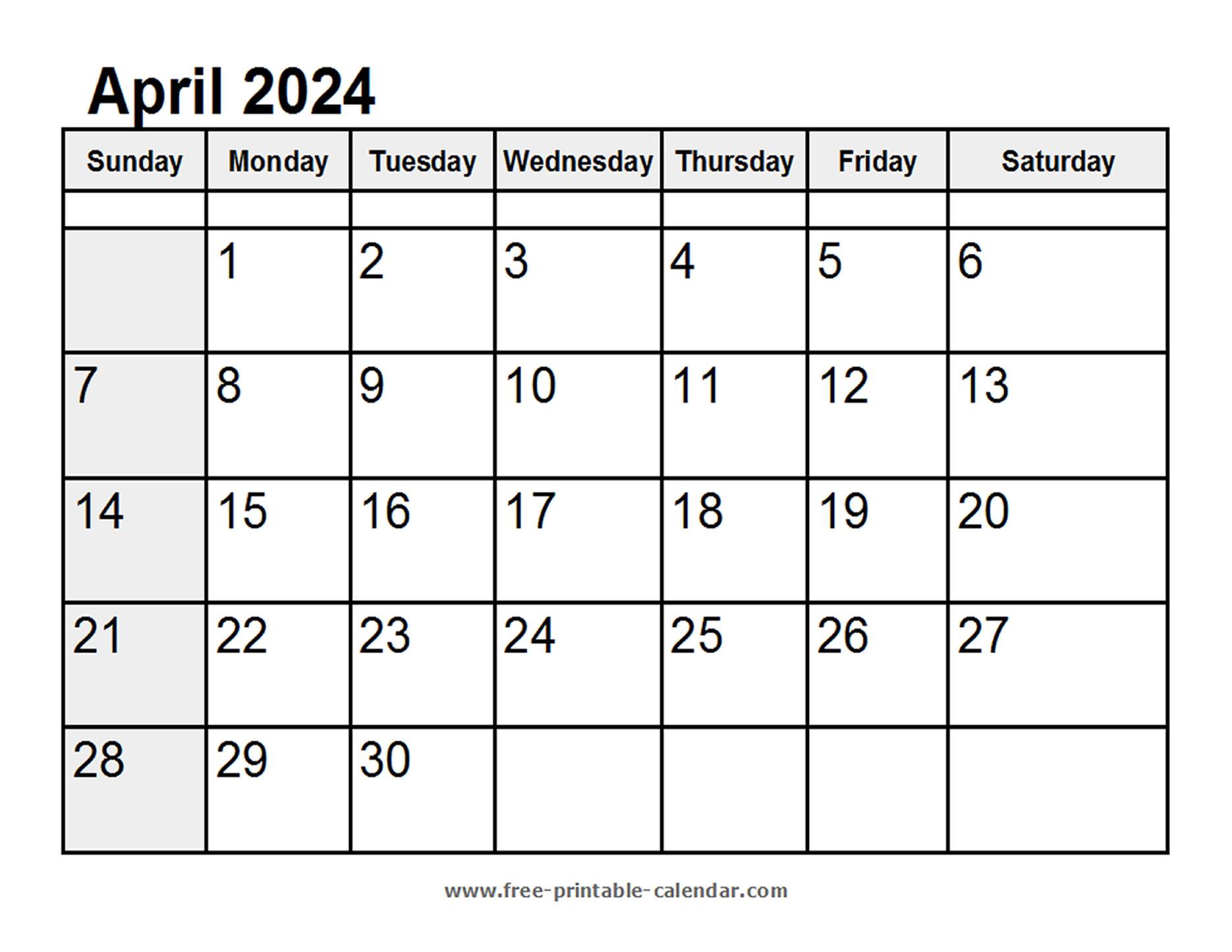 Calendar April 2024 - Free-printable-calendar.com