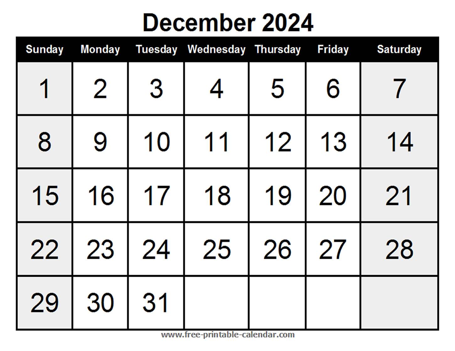 calendar december 2024
