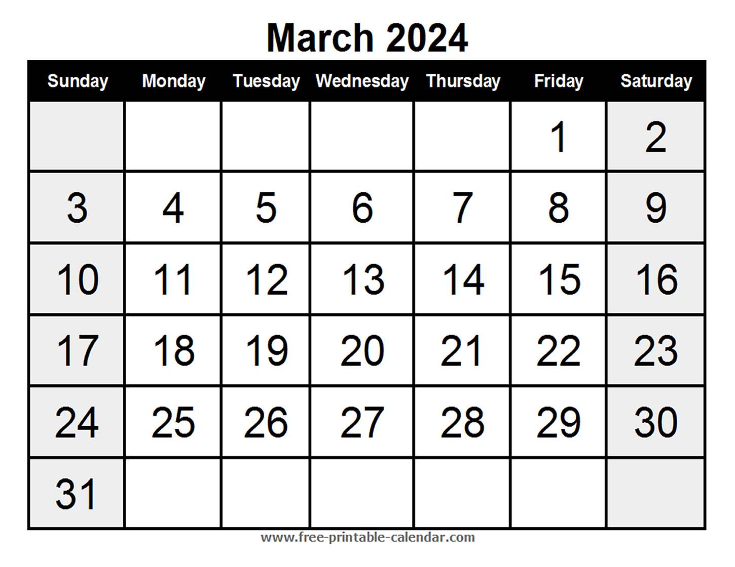 calendar march 2024