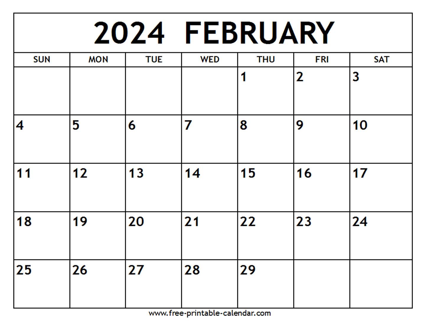 February 2024 Calendar Printable PDF Template With Holidays