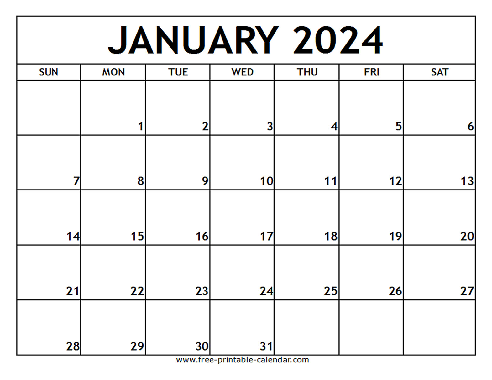 January 2024 Printable Calendar - Free-printable-calendar.com