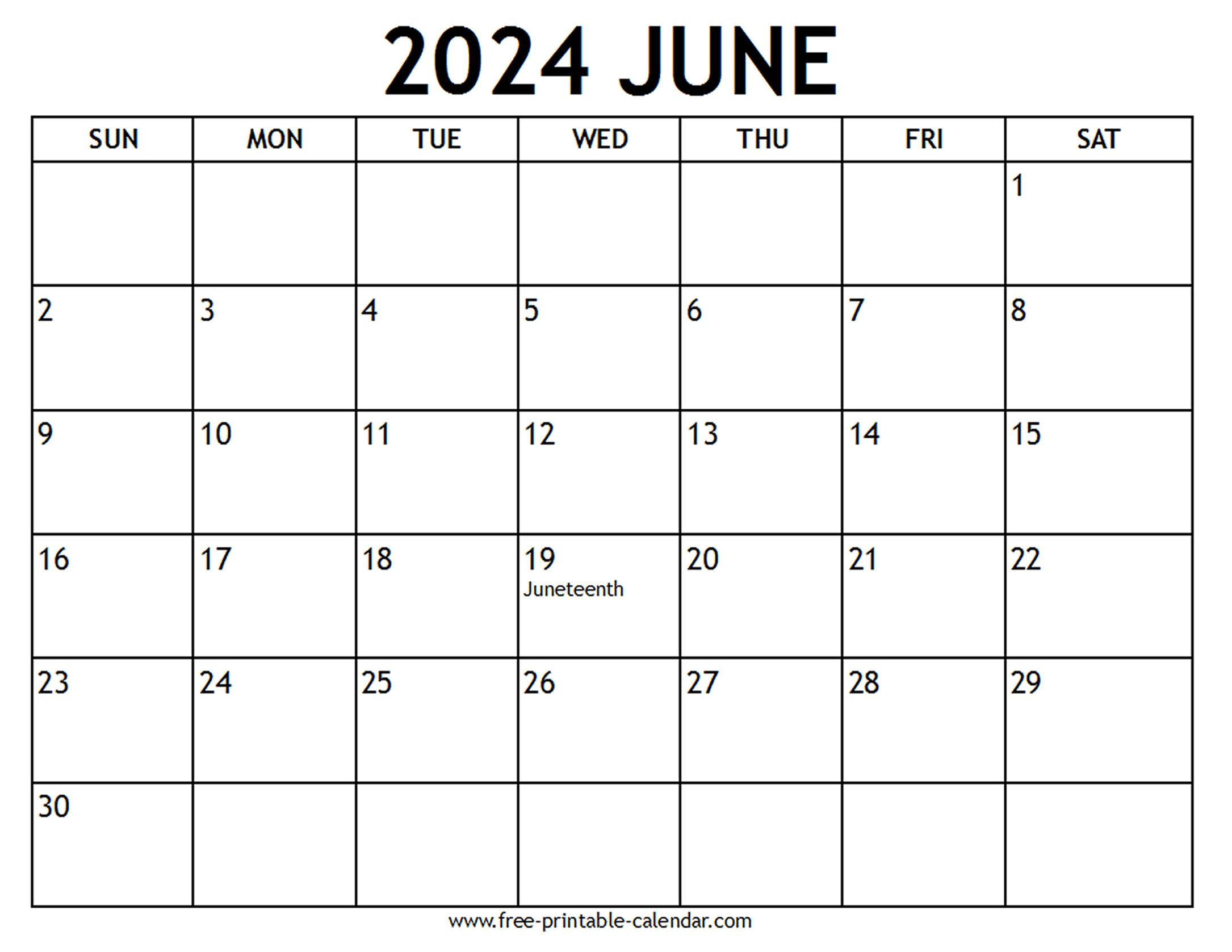 june 2024 calendar US holidays