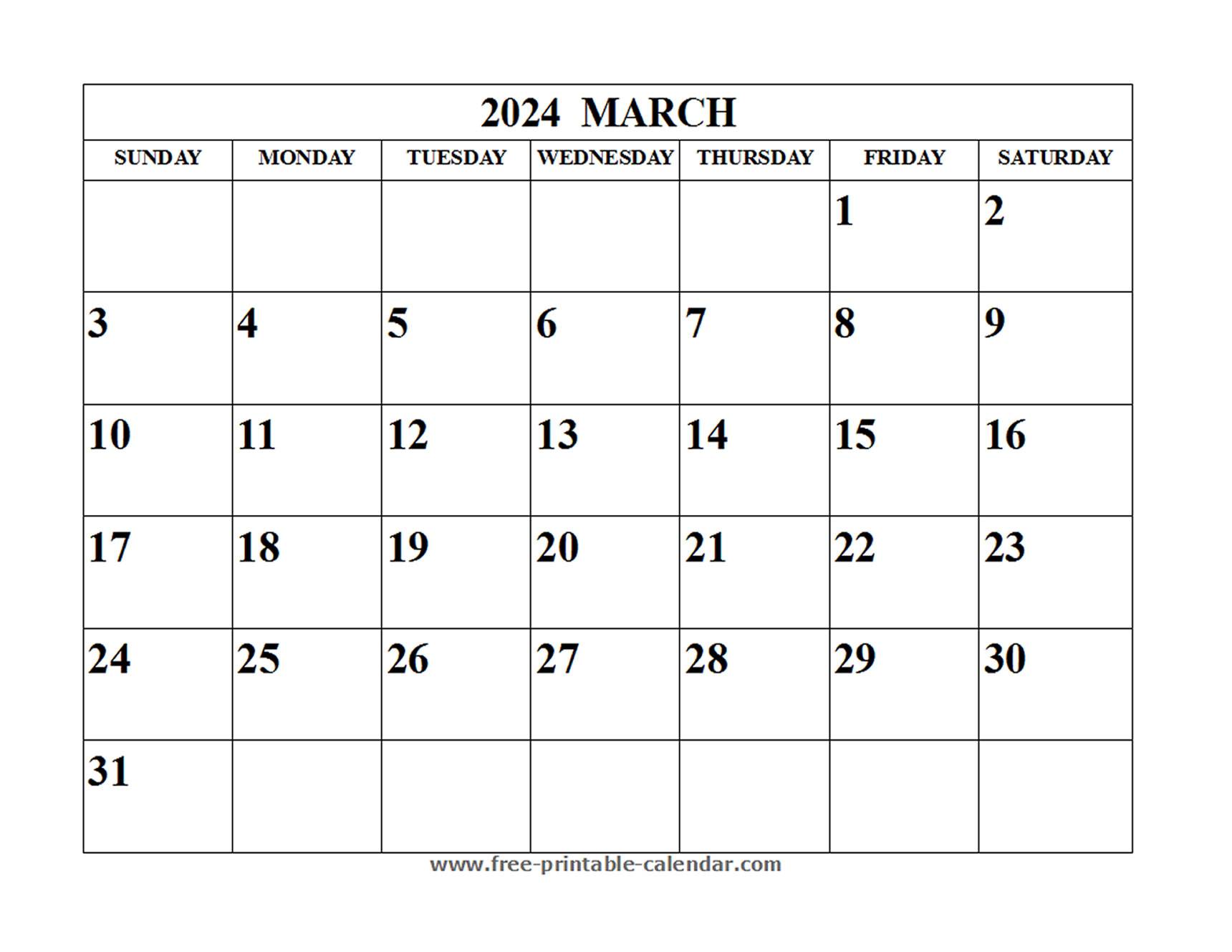 march 2024 calendar