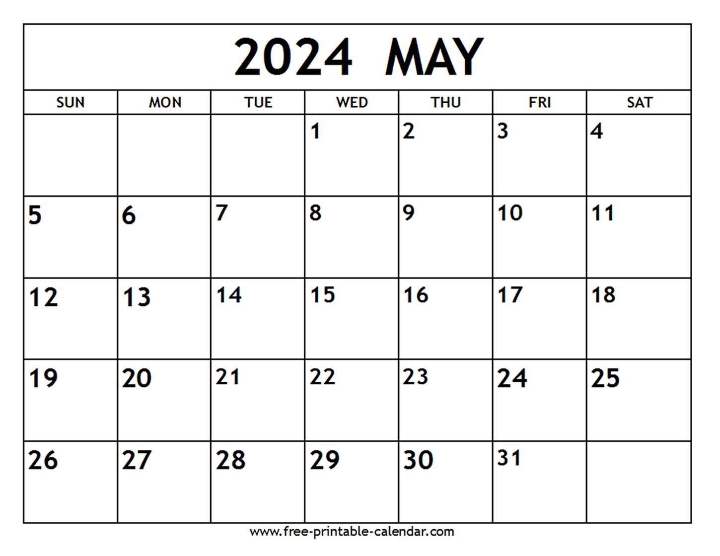 Free Printable 2024 May Calendar Image Printable Monthly Calendar 2024