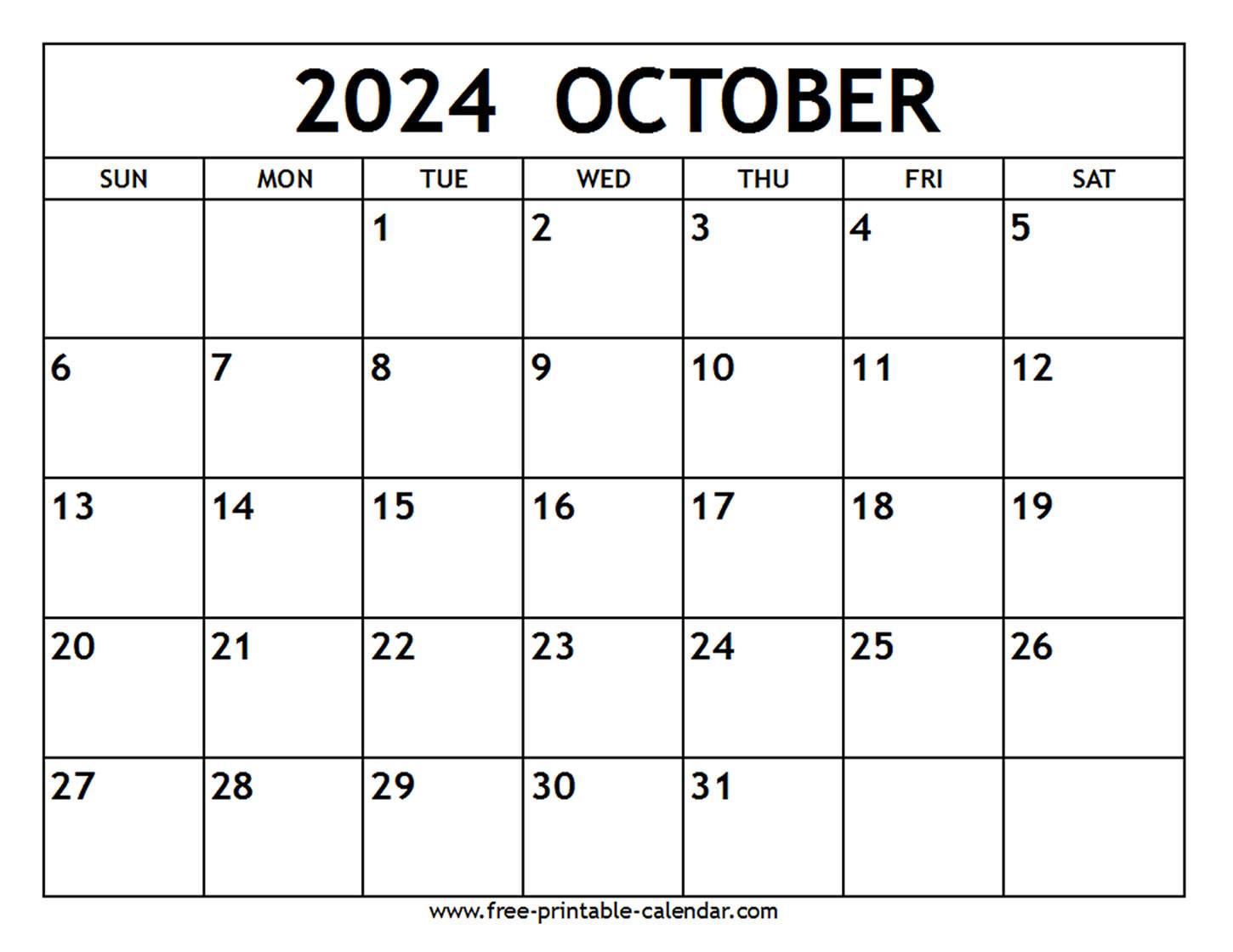 october 2024 calendar