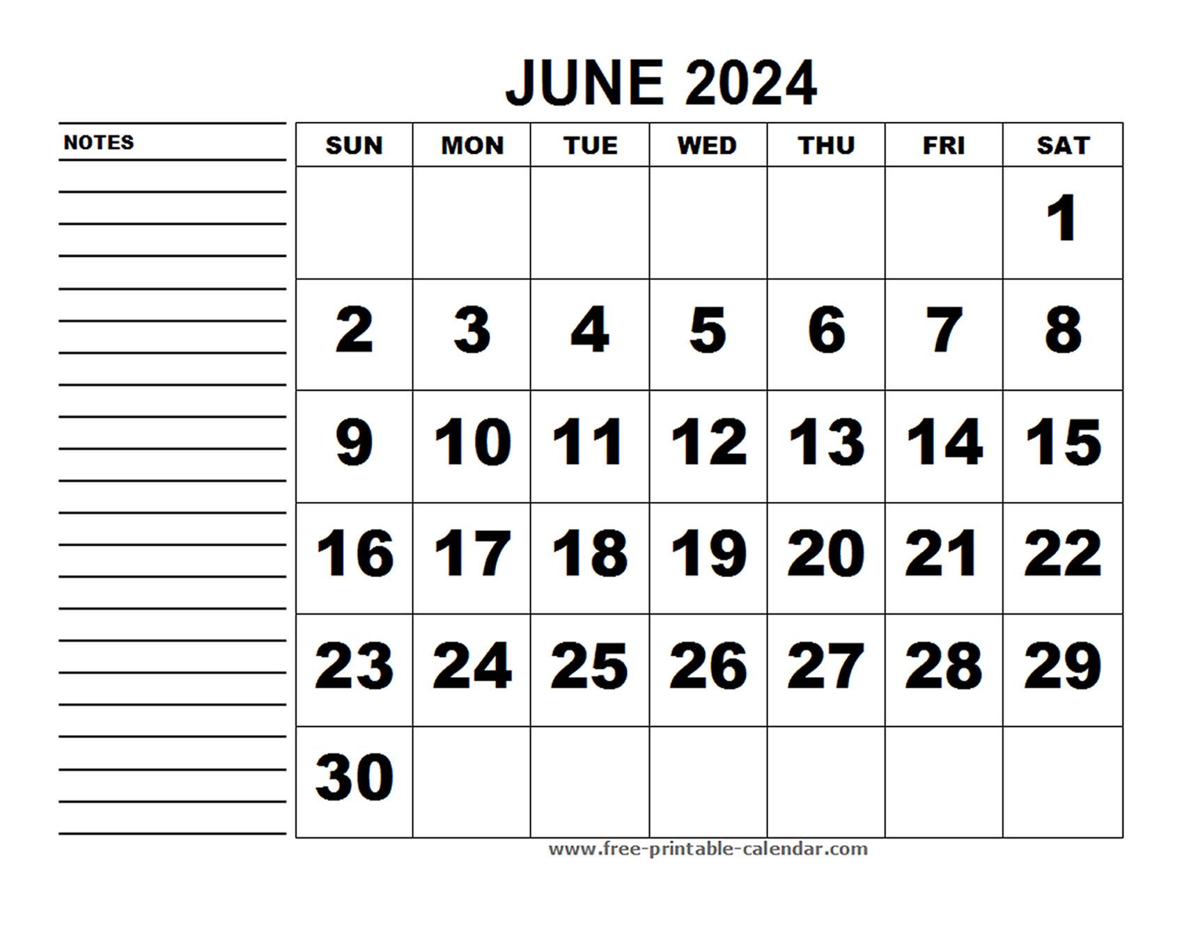 printable calendar june 2024