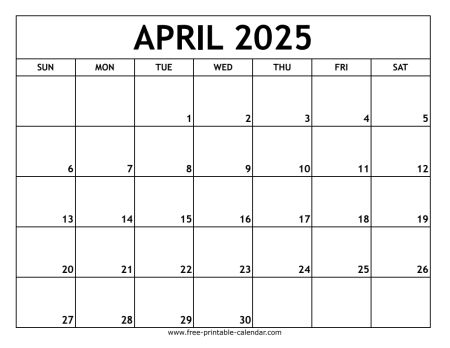 April 2025 Printable Calendar