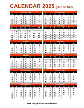 printable calendar 2025