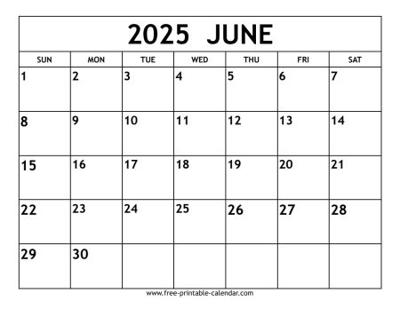 June 2025 Calendar