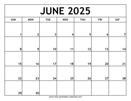 June 2025 Printable Calendar