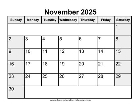 printable november 2025 calendar