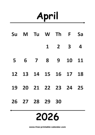 2026 april calendar