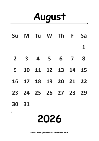 2026 august calendar