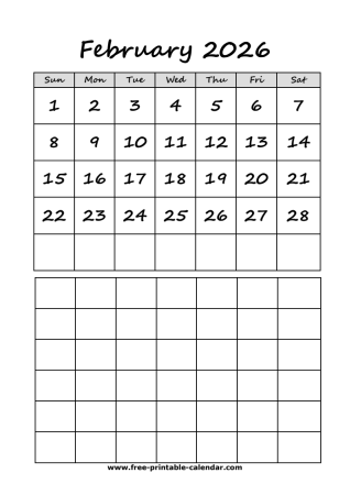 2026 february calendar