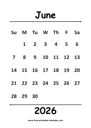 2026 june calendar