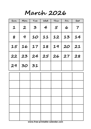 2026 march calendar