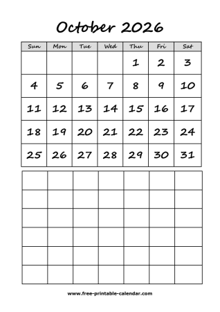 2026 october calendar