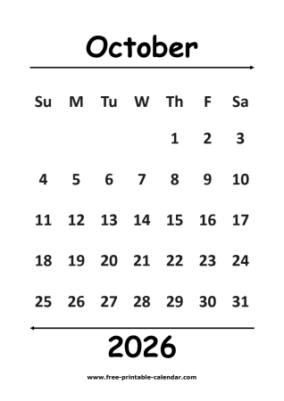2026 october calendar