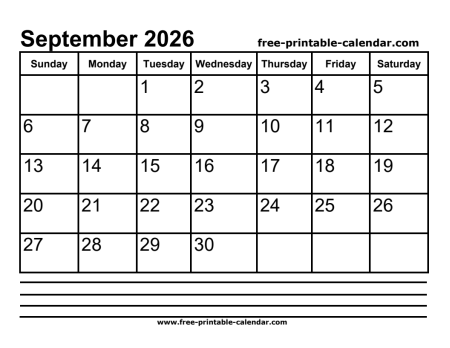 2026 september calendar printable