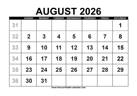 august 2026 calendar