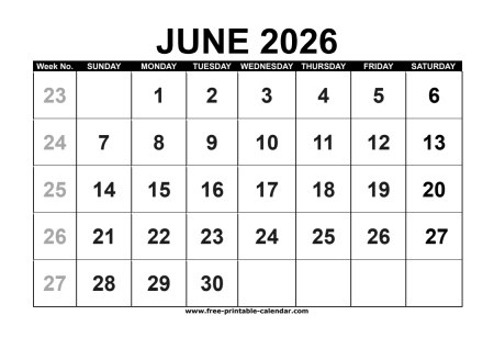june 2026 calendar