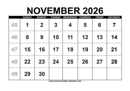 november 2026 calendar