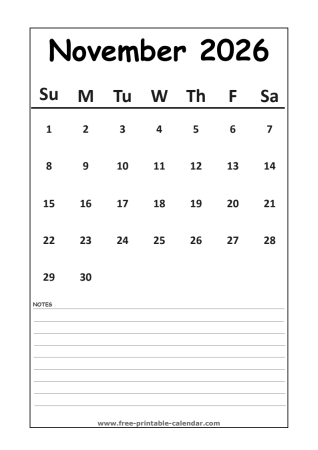 calendar 2026 november