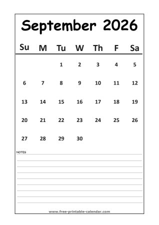 calendar 2026 september