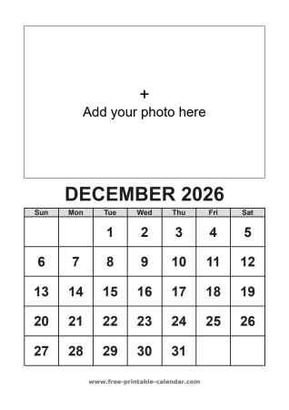 december calendar 2026