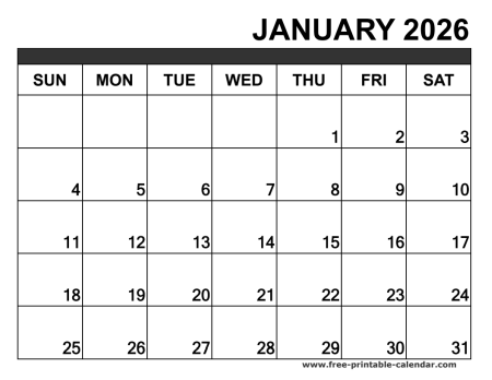 january 2026 calendar printable